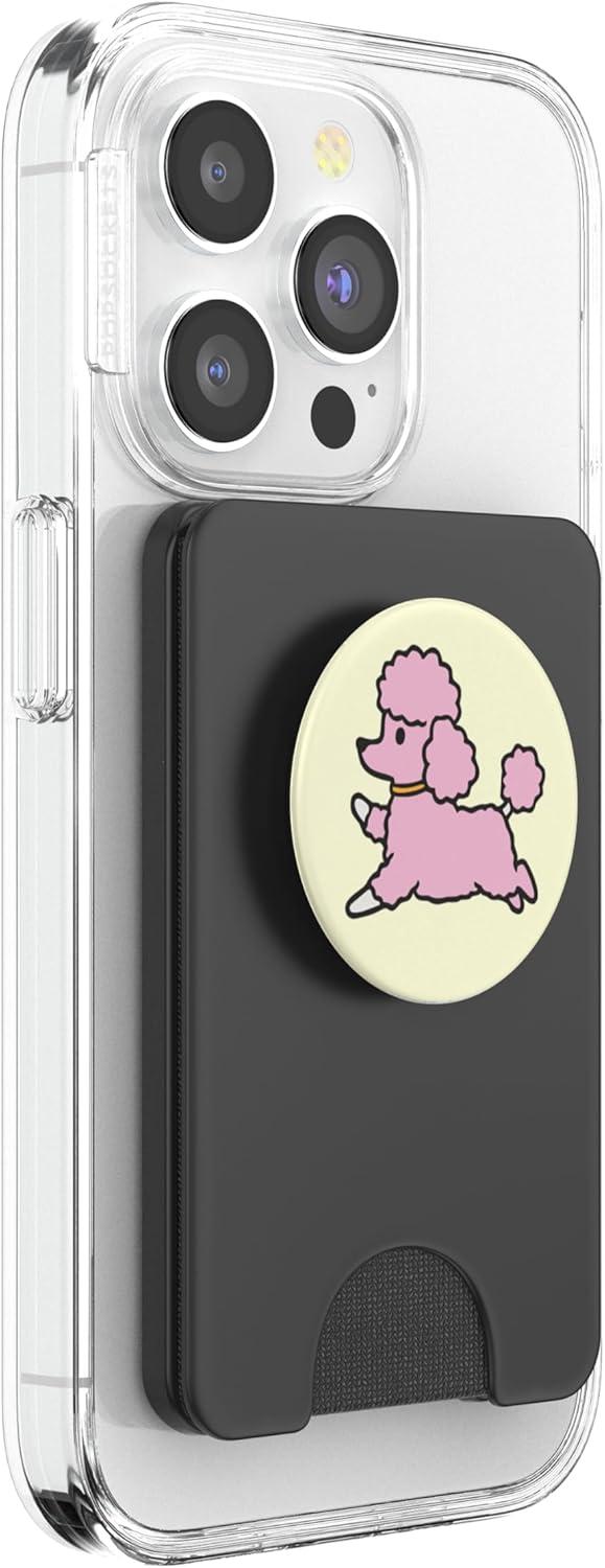 imagePopSockets Dog Phone Grip Prancing Poodle PopSockets PopGrip for MagSafeMagnetic PopWallet