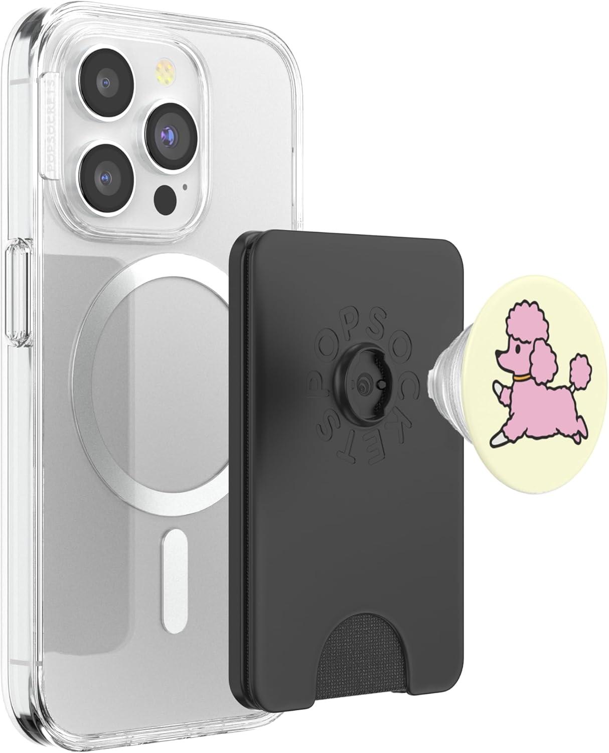 imagePopSockets Dog Phone Grip Prancing Poodle PopSockets PopGrip for MagSafeMagnetic PopWallet