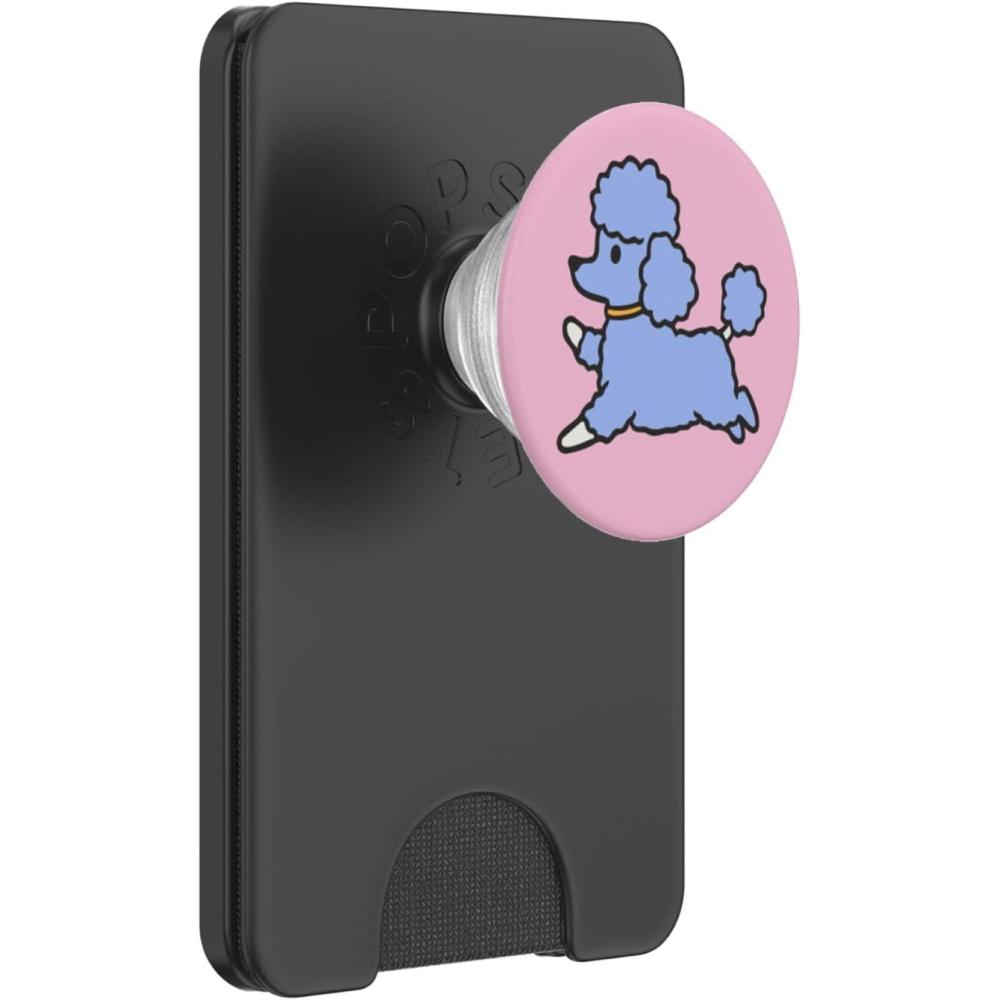 imagePopSockets Dog Phone Grip  Purple Prancing Poodle PopSockets PopGrip for MagSafeMagnetic PopWallet