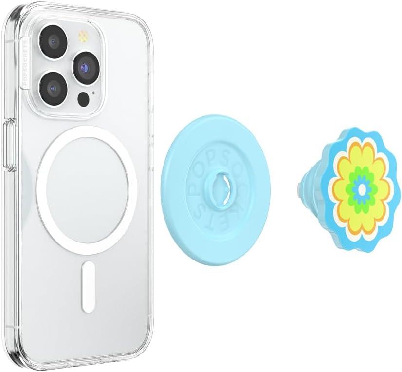 imagePopSockets Adhesive Phone Grip Holder Phone Stand PlantBased Night AuraMolded Flower Blue