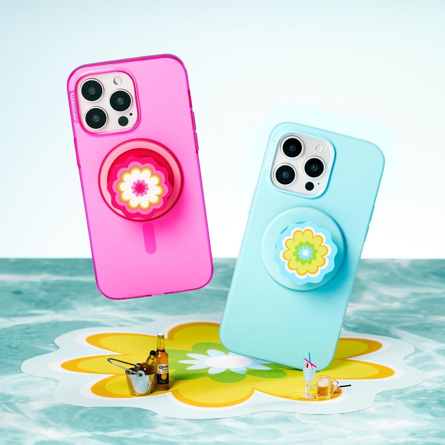 imagePopSockets Adhesive Phone Grip Holder Phone Stand PlantBased Night AuraMolded Flower Blue