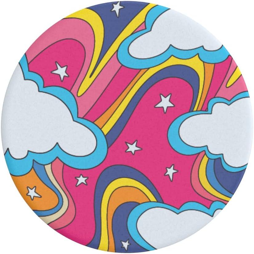 imagePopSockets Adhesive Phone Grip Holder Phone Stand PlantBased Night AuraRetro Rainbow
