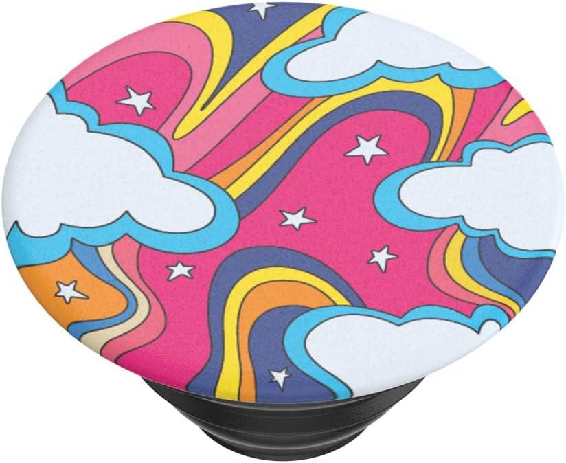 imagePopSockets Adhesive Phone Grip Holder Phone Stand PlantBased Night AuraRetro Rainbow