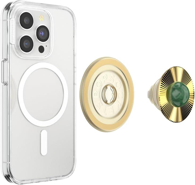 imagePopSockets Phone Grip for MagSafe Magnetic Holder Phone Stand Crystal Eye of the Beholder GoldBrooch Jade