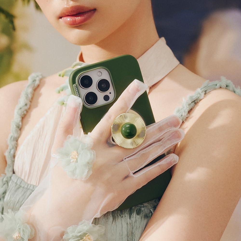 imagePopSockets Phone Grip for MagSafe Magnetic Holder Phone Stand Crystal Eye of the Beholder GoldBrooch Jade