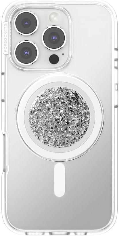 imagePopSockets Phone Grip for MagSafe Magnetic Holder Phone Stand Crystal Eye of the Beholder SilverConfetti Foil Silver