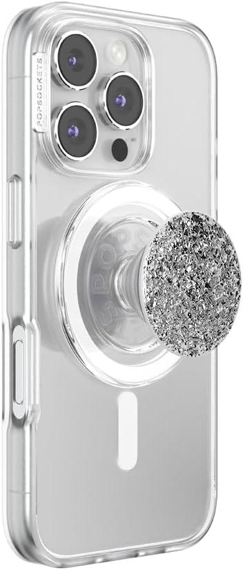 imagePopSockets Phone Grip for MagSafe Magnetic Holder Phone Stand Crystal Eye of the Beholder SilverConfetti Foil Silver