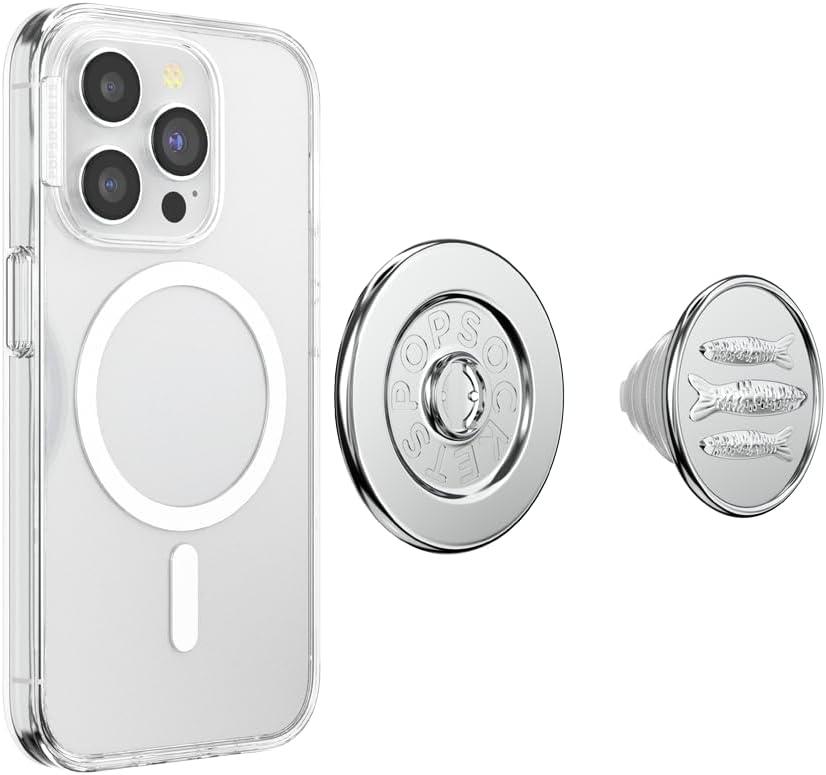 imagePopSockets Phone Grip for MagSafe Magnetic Holder Phone Stand Crystal Eye of the Beholder SilverEnamel Seashore