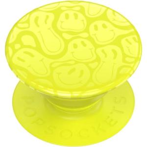 PopSockets Adhesive Phone Grip, Holder, Phone Stand, Plant-Based – Night Aura(Yellow Smiley)