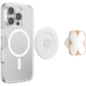 PopSockets Phone Grip for MagSafe, Magnetic Holder, Phone Stand, Crystal – Eye of the Beholder Gold(Clover Rose Gold Adhesive)