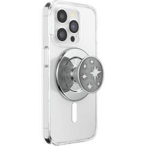 PopSockets Phone Grip for MagSafe, Magnetic Holder, Phone Stand, Crystal – Eye of the Beholder Silver(Enamel Astro)