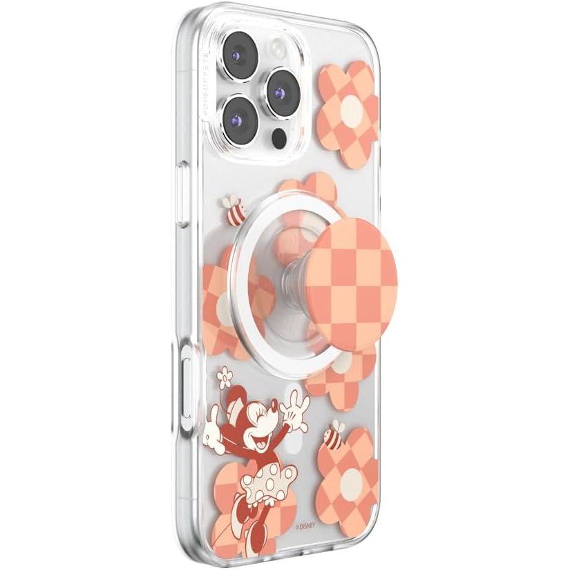 imagePopSockets iPhone 16 Pro Max Case Compatible with MagSafe Phone Case for iPhone 16 Pro Max Wireless Charging Compatible Case Only Disney Classics Minnie Checker FlowerMinnie Checker Flower