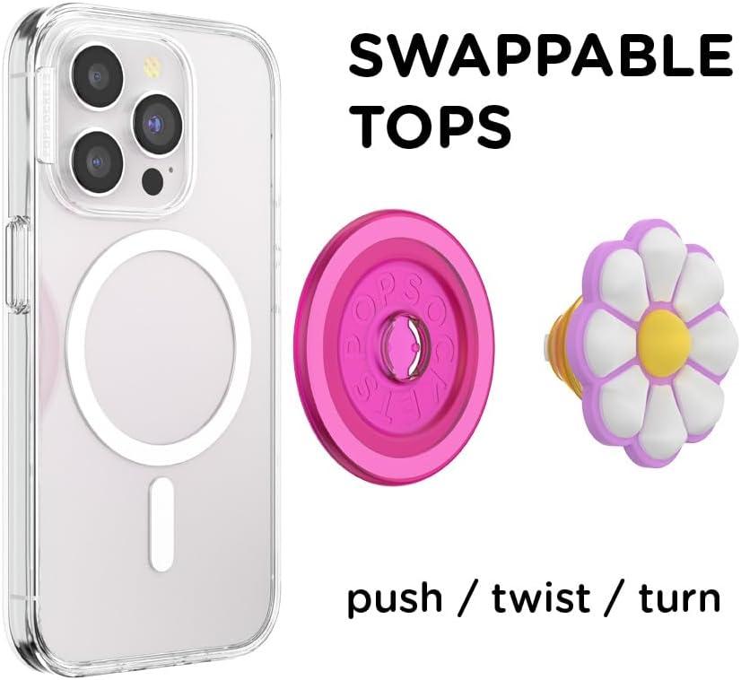 imagePopSockets Phone Grip for MagSafe Magnetic Holder Phone Stand Cute Pink Curves ClayDoodle Daisy