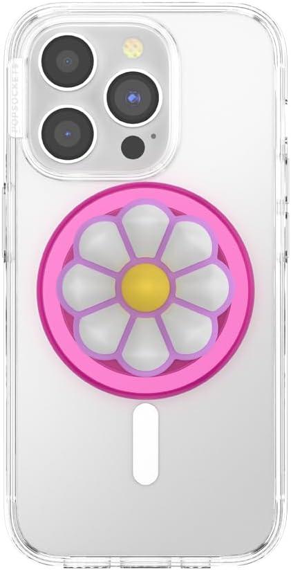 imagePopSockets Phone Grip for MagSafe Magnetic Holder Phone Stand Cute Pink Curves ClayDoodle Daisy