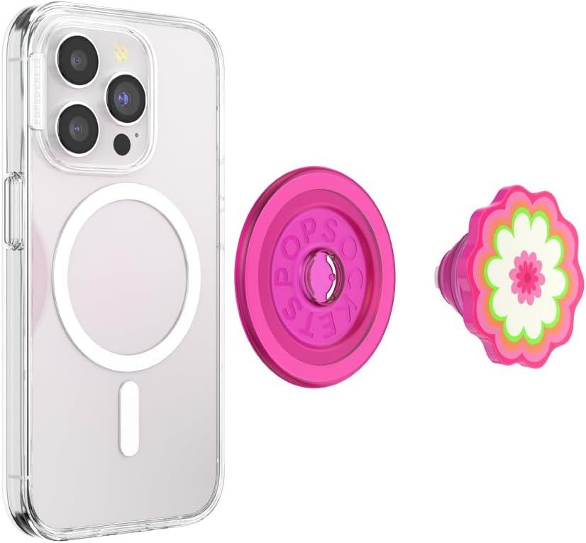 imagePopSockets Phone Grip for MagSafe Magnetic Holder Phone Stand Cute Pink Curves ClayKaleidoscope Pink