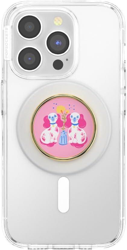 imagePopSockets Phone Grip for MagSafe Magnetic Holder Phone Stand Cute Pink Curves ClayStaffordshire