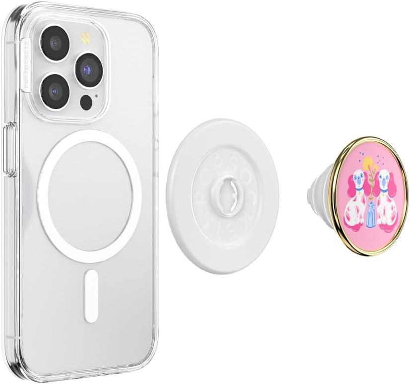 imagePopSockets Phone Grip for MagSafe Magnetic Holder Phone Stand Cute Pink Curves ClayStaffordshire