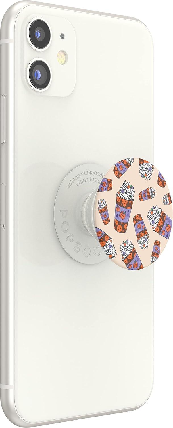 imagePopSockets Phone Grip with Expanding Kickstand Adhesive Grip Shaky Bones WhitePumpkin Spice