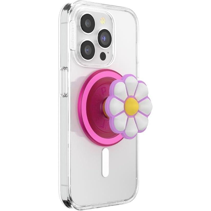 imagePopSockets Phone Grip for MagSafe Magnetic Holder Phone Stand Cute Pink Curves ClayDoodle Daisy