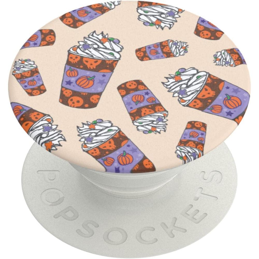 imagePopSockets Phone Grip with Expanding Kickstand Adhesive Grip Shaky Bones WhitePumpkin Spice