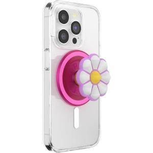 PopSockets Phone Grip for MagSafe, Magnetic Holder, Phone Stand, Cute Pink – Curves Clay(Doodle Daisy)