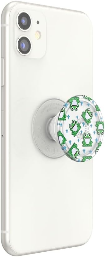 imagePopSockets Adhesive Phone Grip Holder Phone Stand Plantbased Translucent 8 Bit Frogs