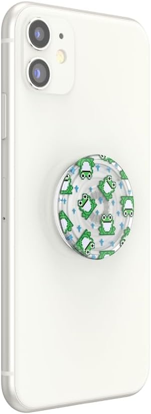 imagePopSockets Adhesive Phone Grip Holder Phone Stand Plantbased Translucent 8 Bit Frogs