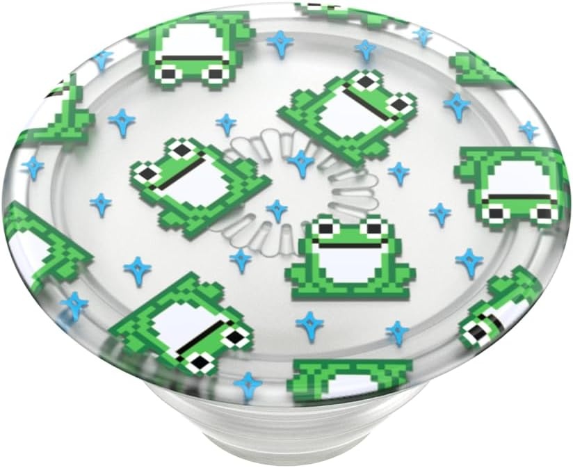 imagePopSockets Adhesive Phone Grip Holder Phone Stand Plantbased Translucent 8 Bit Frogs