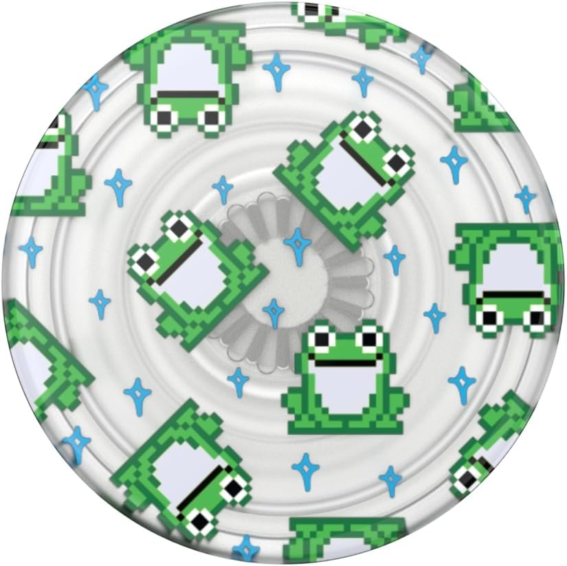 imagePopSockets Adhesive Phone Grip Holder Phone Stand Plantbased Translucent 8 Bit Frogs