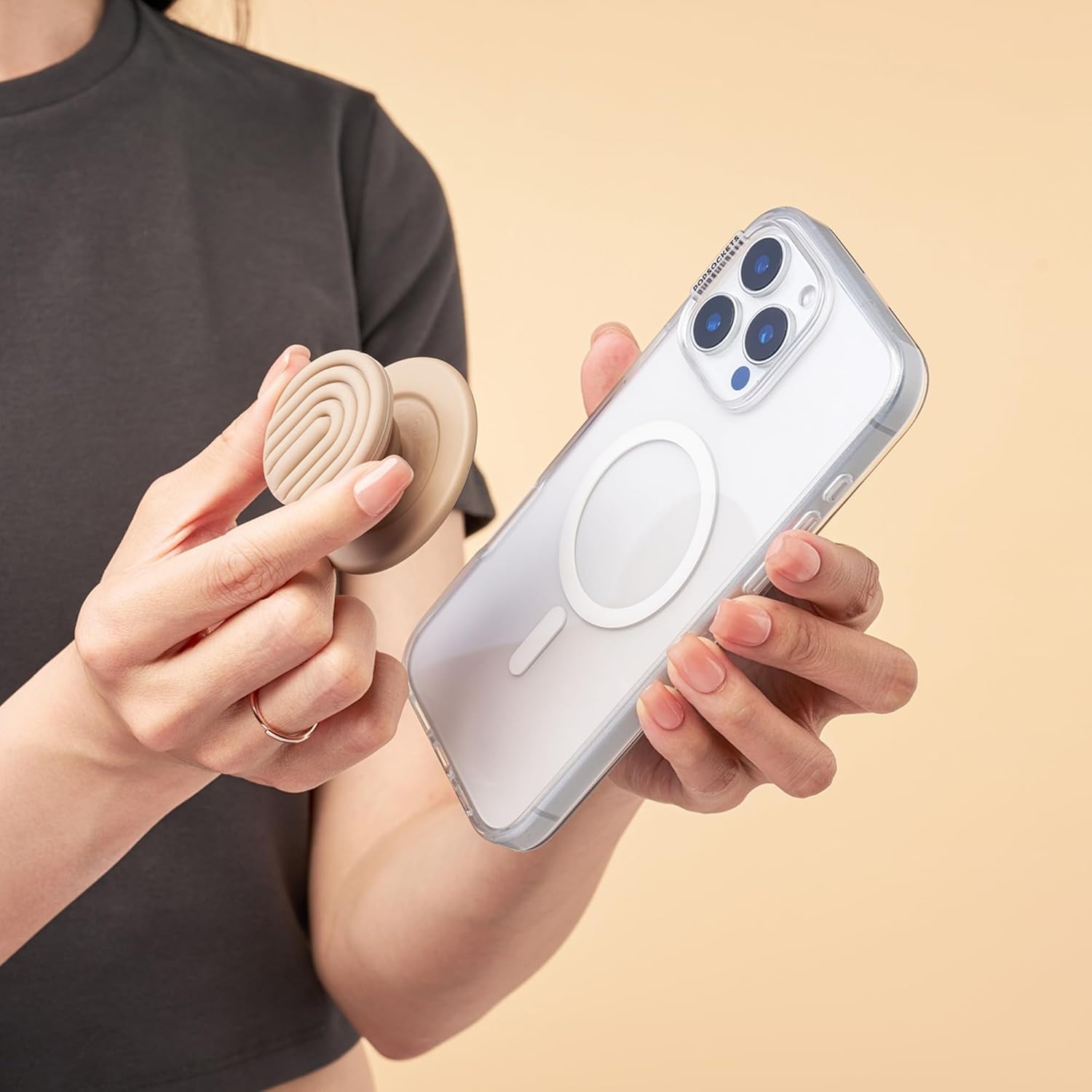 imagePopSockets Phone Grip for MagSafe Magnetic Holder Phone Stand Brown FATA Morgana AmberLatte