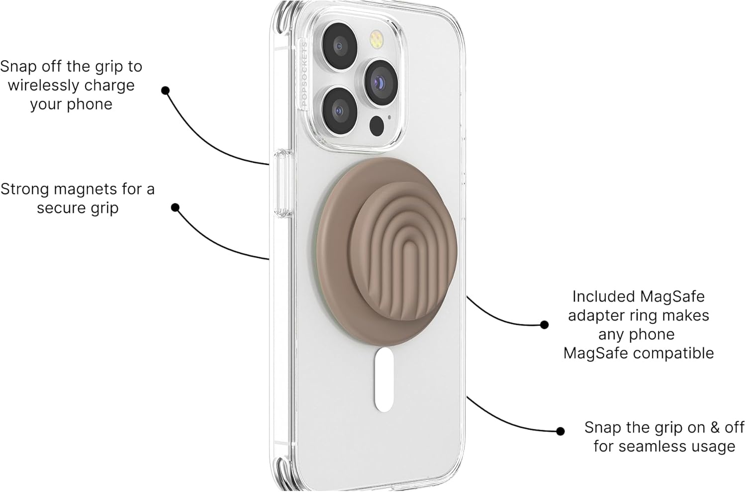imagePopSockets Phone Grip for MagSafe Magnetic Holder Phone Stand Brown FATA Morgana AmberLatte