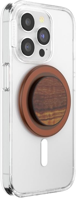 imagePopSockets Phone Grip for MagSafe Magnetic Holder Phone Stand Brown FATA Morgana AmberOlive Wood