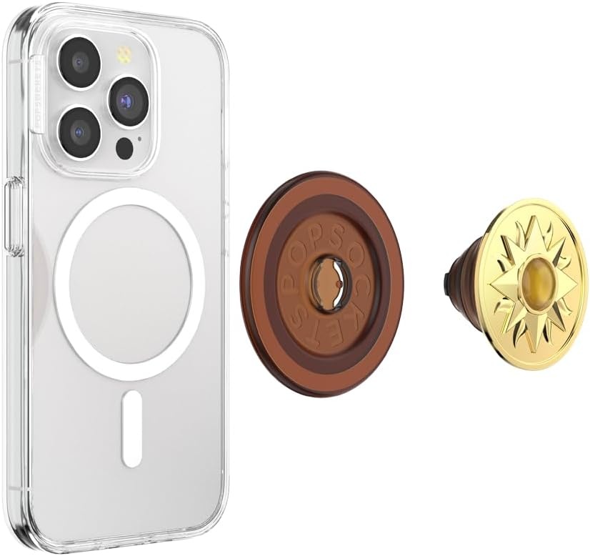 imagePopSockets Phone Grip for MagSafe Magnetic Holder Phone Stand Brown FATA Morgana AmberSun Jewel Amber