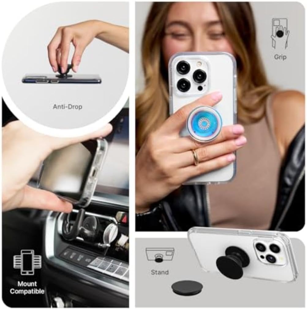 imagePopSockets Phone Grip with Expanding Kickstand Adhesive Grip Enamel Solar FlareFly Me To The Moon