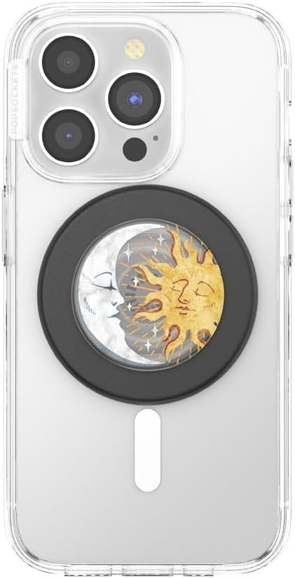 imagePopSockets Phone Grip with Expanding Kickstand Adhesive Grip Enamel Solar FlareTranslucent Sun and Moon