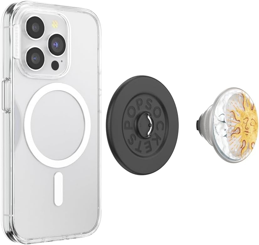 imagePopSockets Phone Grip with Expanding Kickstand Adhesive Grip Enamel Solar FlareTranslucent Sun and Moon