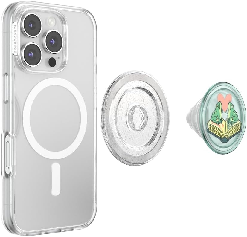 imagePopSockets Swappable PopTop for Phone Grips Compatible with Adhesive or MagSafe Bases Once Upon a TimeFrogs in Love