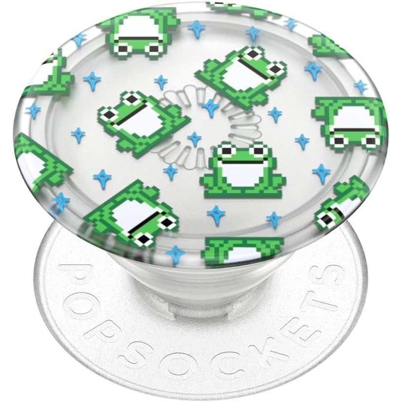 imagePopSockets Adhesive Phone Grip Holder Phone Stand Plantbased Translucent 8 Bit Frogs