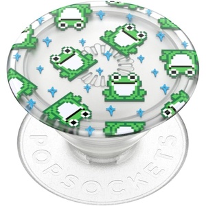 PopSockets Adhesive Phone Grip, Holder, Phone Stand, Plant-based – Translucent 8 Bit Frogs