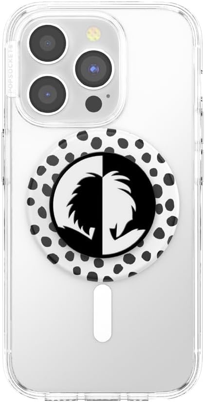 imagePopSockets Phone Grip for MagSafe Secure Magnetic Phone Grip amp Stand HandsFree Kickstand Wireless Charging Compatible Disney Heart Two CuteCruella De Vil