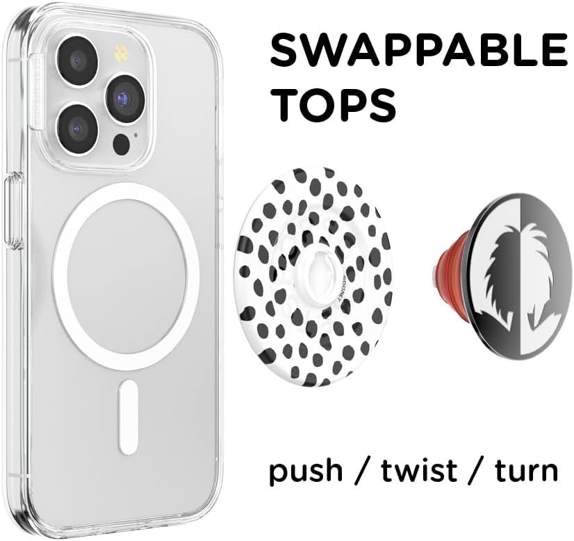 imagePopSockets Phone Grip for MagSafe Secure Magnetic Phone Grip amp Stand HandsFree Kickstand Wireless Charging Compatible Disney Heart Two CuteCruella De Vil