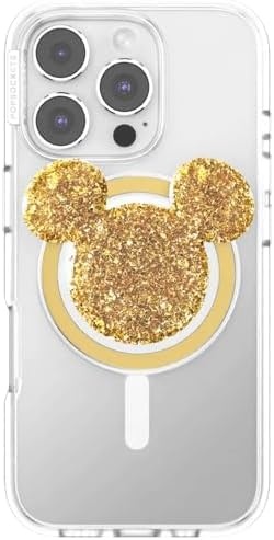 imagePopSockets Phone Grip for MagSafe Secure Magnetic Phone Grip amp Stand HandsFree Kickstand Wireless Charging Compatible Disney Heart Two CuteEarridescent Mickey Gold