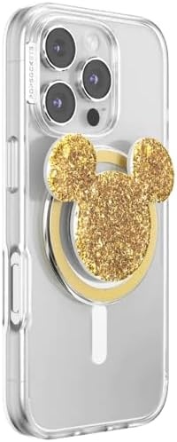 imagePopSockets Phone Grip for MagSafe Secure Magnetic Phone Grip amp Stand HandsFree Kickstand Wireless Charging Compatible Disney Heart Two CuteEarridescent Mickey Gold