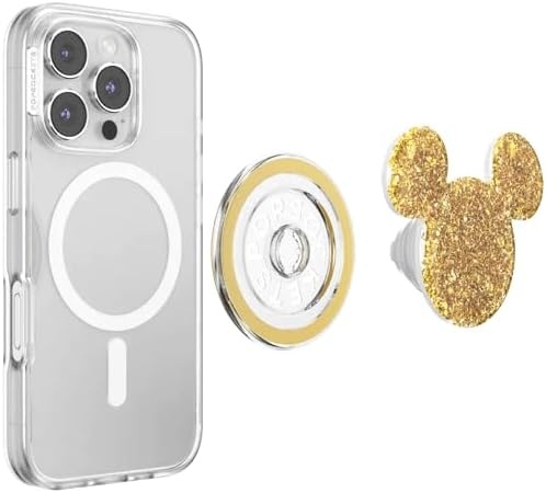 imagePopSockets Phone Grip for MagSafe Secure Magnetic Phone Grip amp Stand HandsFree Kickstand Wireless Charging Compatible Disney Heart Two CuteEarridescent Mickey Gold