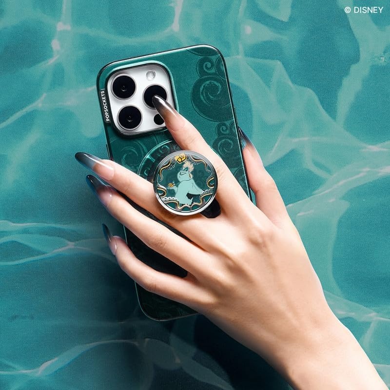 imagePopSockets Phone Grip for MagSafe Secure Magnetic Phone Grip amp Stand HandsFree Kickstand Wireless Charging Compatible Disney Heart Two CuteEssence of Ursula