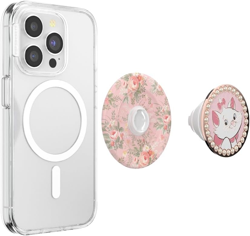 imagePopSockets Phone Grip for MagSafe Secure Magnetic Phone Grip amp Stand HandsFree Kickstand Wireless Charging Compatible Disney Heart Two CuteMarie in Bloom