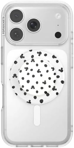 imagePopSockets Phone Grip for MagSafe Secure Magnetic Phone Grip amp Stand HandsFree Kickstand Wireless Charging Compatible Disney Heart Two CuteMickey Polka Dot White