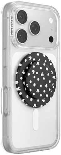imagePopSockets Phone Grip for MagSafe Secure Magnetic Phone Grip amp Stand HandsFree Kickstand Wireless Charging Compatible Disney Heart Two CuteMickey Polka Dot Black