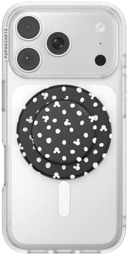 imagePopSockets Phone Grip for MagSafe Secure Magnetic Phone Grip amp Stand HandsFree Kickstand Wireless Charging Compatible Disney Heart Two CuteMickey Polka Dot Black