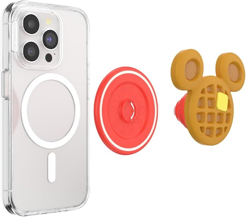 imagePopSockets Phone Grip for MagSafe Secure Magnetic Phone Grip amp Stand HandsFree Kickstand Wireless Charging Compatible Disney Heart Two CuteMickey Waffle
